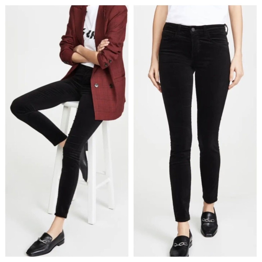 L’Agence Marguerite Black Velvet Skinny Jeans